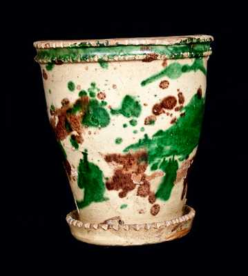 Shenandoah Valley Multi-Glazed Redware Flowerpot