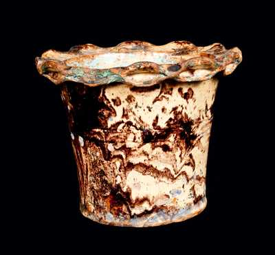Crimped-Rim Redware Flowerpot attrib. Anthony Baecher, Winchester, VA or Thurmont, MD