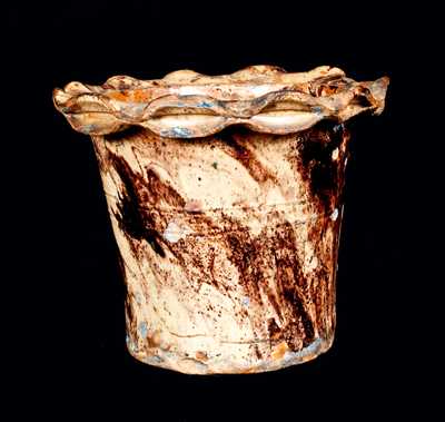 Crimped-Rim Redware Flowerpot attrib. Anthony Baecher, Winchester, VA or Thurmont, MD
