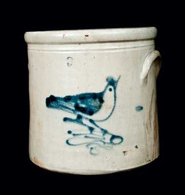 Three-Gallon Stoneware Crock with Bird Decoration