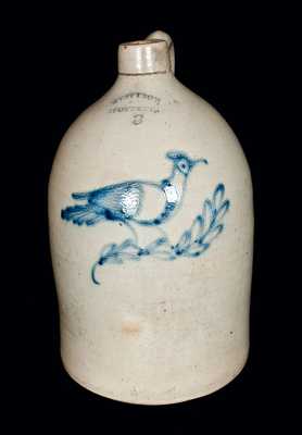 WEST TROY POTTERY Stoneware Jug with Bird