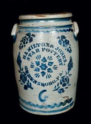 HAMILTON & JONES / STAR POTTERY Stoneware Crock with Stenciled Star Decoration