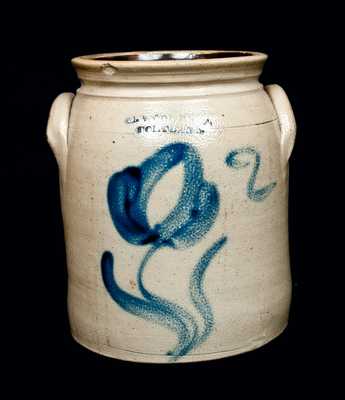 M. WOODRUFF / CORTLAND (NY) Stoneware Crock with Flower