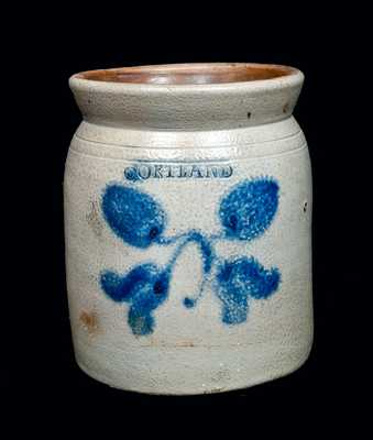 CORTLAND, New York Stoneware Crock with Flower