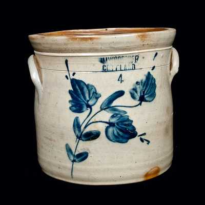 M. WOODRUFF / CORTLAND, New York Stoneware Crock with Flowers