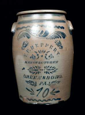 Ten-Gallon T. F. REPPERT / GREENSBORO, PA Stoneware Crock