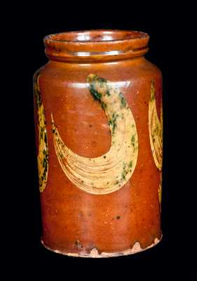 New England Redware Jar with Yellow and Green Decoration