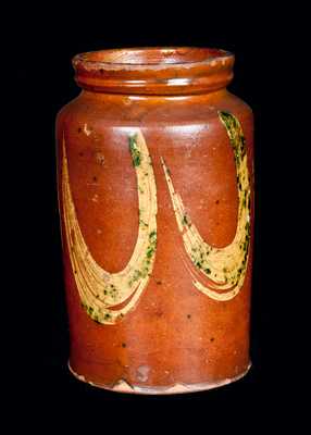 New England Redware Jar with Yellow and Green Decoration