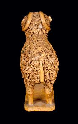 Large Redware Standing Ram Figure with Coleslaw Fur