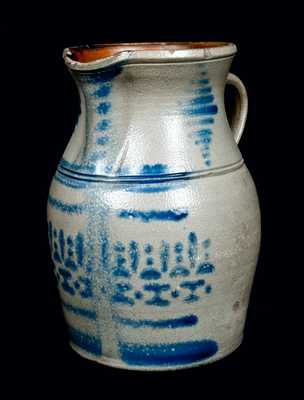 WV Stoneware Pitcher with Stenciled and Freehand Decoration