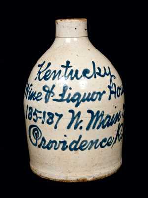 Rare Providence, RI Stoneware Script Advertising Jug