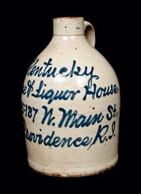 Rare Providence, RI Stoneware Script Advertising Jug