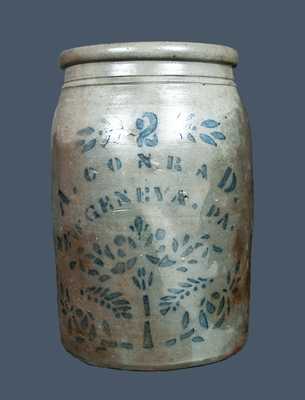 A. CONRAD / NEW GENEVA, PA Two-Gallon Stoneware Crock