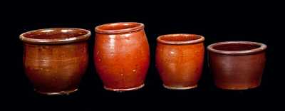 Lot of Four: Three Small Redware Cream Jars and Small Stoneware Cream Jar