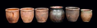 Lot of Six: Small Redware Cream Jars