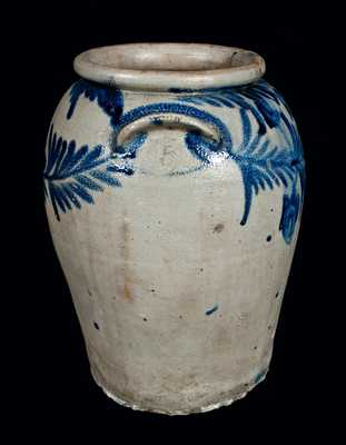 Five-Gallon Baltimore Stoneware Crock with Vibrant Cobalt Decoration