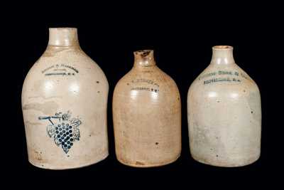 Lot of Three: Stoneware Jugs with Providence, RI Advertising