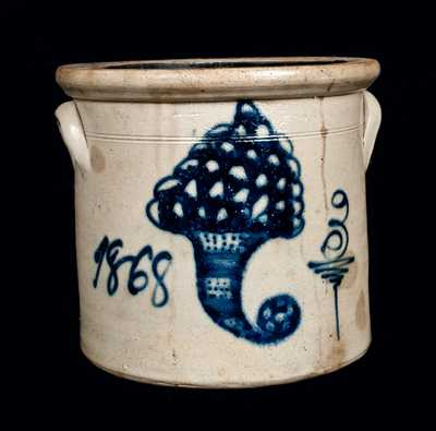 Outstanding GEDDES, NY Stoneware Crock with Cornucopia