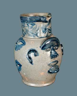 Important Samuel Bell (Shenandoah Valley, Strasburg, VA) Stoneware Face Pitcher
