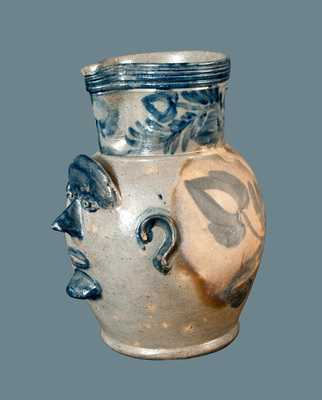 Important Samuel Bell (Shenandoah Valley, Strasburg, VA) Stoneware Face Pitcher