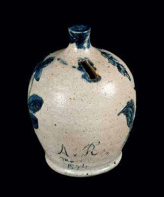 Outstanding Remmey (Philadelphia) Stoneware Presentation Bank w/ Incised Bird