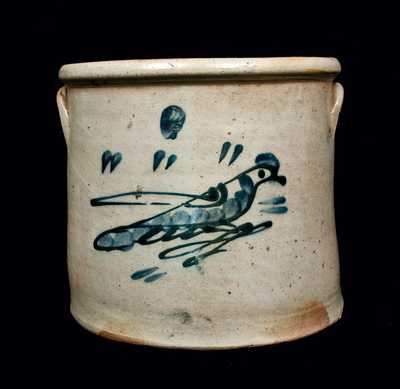 Two-Gallon Stoneware Crock with Bird Decoration, Northeastern U.S. Origin