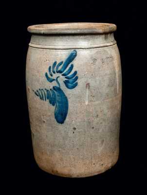SOLOMON BELL / STRASBURG / Va Stoneware Jar w/ Cobalt Floral Decoration