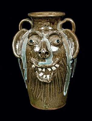 Charles Lisk, Vale, NC Stoneware Face Vase