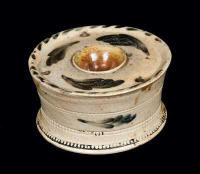 Cobalt-Decorated Stoneware Inkwell, attributed to Nathan Clark, Athens, NY