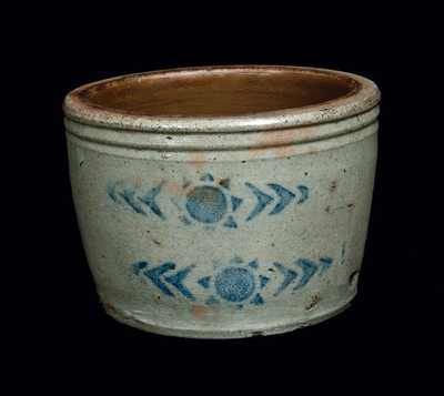 Western PA Stoneware Butter Crock with Stenciled Sun Decoration