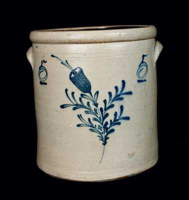 5 Gal. Midwestern Stoneware Crock with Floral Decoration