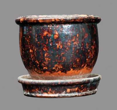 JOHN BELL / WAYNESBORO, PA Redware Flowerpot with Sponged Decoration