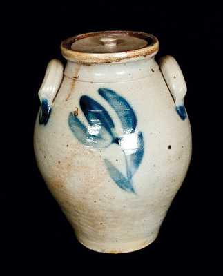 Ovoid Tulip-decorated Stoneware Jar with Lid