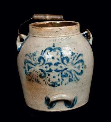 F. H. COWDEN Stoneware Batterpail with Stenciled Decoration