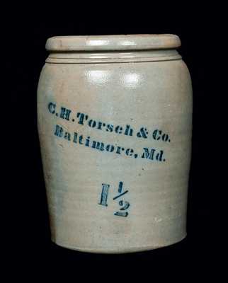 C. H. TORSCH / BALTIMORE, Md. Stoneware Advertising Crock