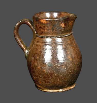 Lead-glazed Redware Pitcher, Jacob Medinger, Montgomery Co., PA, late 19th century.