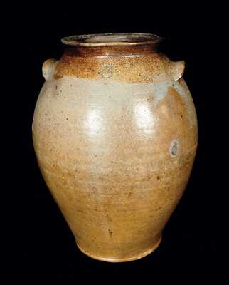Iron-Oxide Decorated Stoneware Jar with Initials 