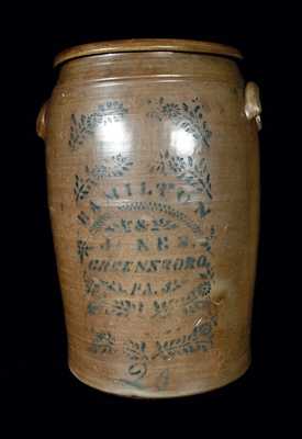 20 Gal. HAMILTON & JONES / GREENSBORO, PA Stoneware Crock