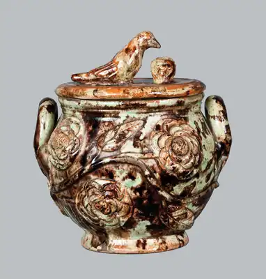 Outstanding Anthony Baecher, Winchester, VA, Redware Sugar Bowl