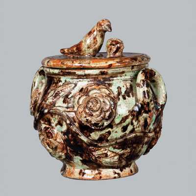 Outstanding Anthony Baecher, Winchester, VA, Redware Sugar Bowl