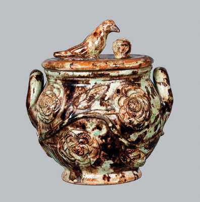 Outstanding Anthony Baecher, Winchester, VA, Redware Sugar Bowl