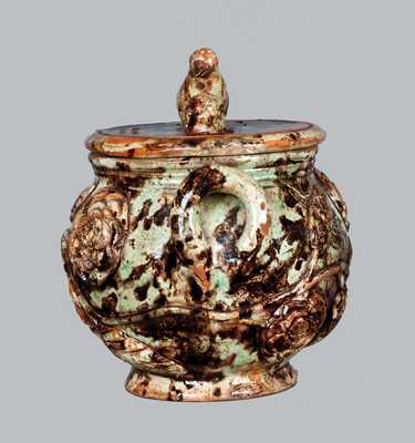 Outstanding Anthony Baecher, Winchester, VA, Redware Sugar Bowl