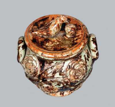 Outstanding Anthony Baecher, Winchester, VA, Redware Sugar Bowl