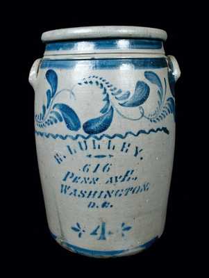 Rare E. LULLEY / WASHINGTON, DC Stoneware Advertising Crock