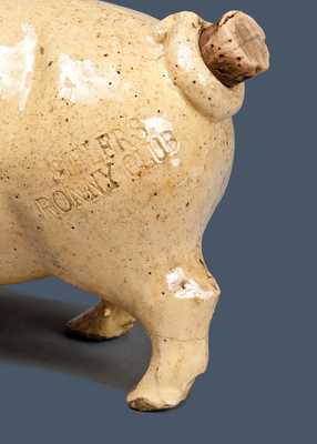 Cincinnati Yellowware Pig Flask Impressed "Bieler's Ronny Club"