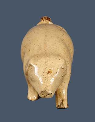 Cincinnati Yellowware Pig Flask Impressed "Bieler's Ronny Club"