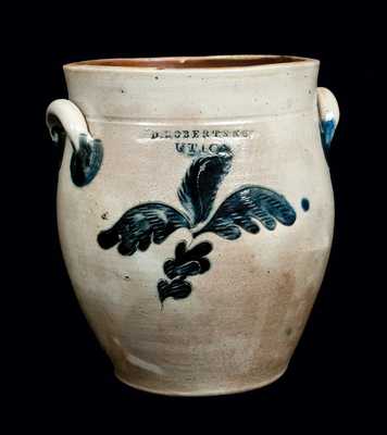 Exceptional D. ROBERTS / UTICA Incised Stoneware Crock