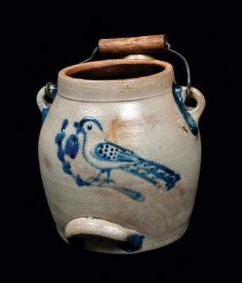 Rare COWDEN & WILCOX Stoneware Batterpail with Grapes and Bird Decoration