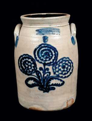 COWDEN & WILCOX Stoneware Crock with Elaborate Slip-Trailed Floral Decoration