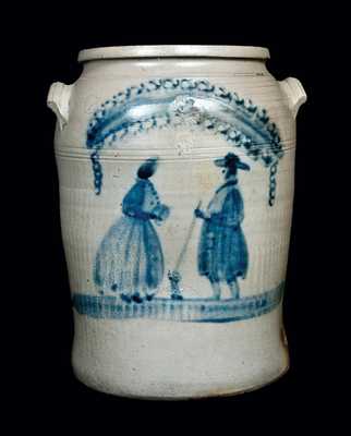 Exceptional Morgantown, WV Stoneware People Crock